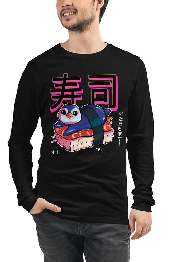 Itadakimasu Pengu Sushi Unisex Long Sleeve Tee