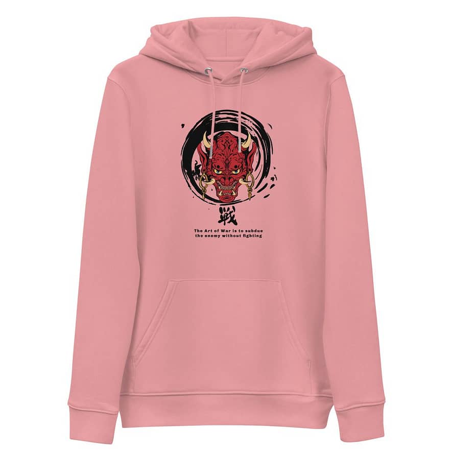 oni hoodie for men, red oni hoodie for men, men's red oni hoodie, the arcane penguin's red oni hoodie, the arcane penguin japanese streetwear, red oni hoodie the arcane penguin, japanese samurai streetwear, samurai streetwear, samurai style streetwear